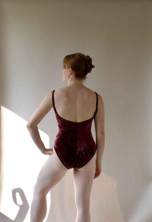 Ladies Florine Crushed Velvet Ballet Leotard – Aubergine