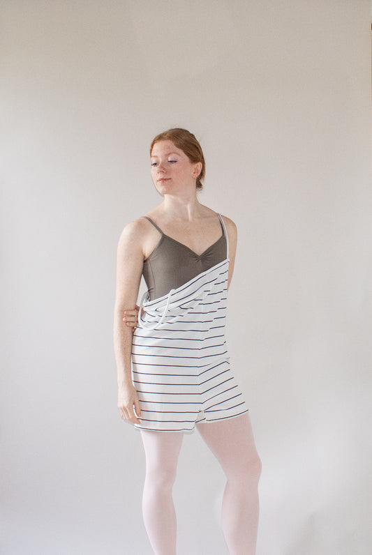The Romper - White Black Stripe