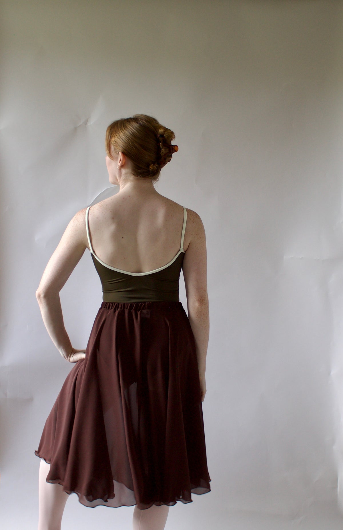 Ladies Aurora Chiffon Ballet Skirt – Chocolate Brown