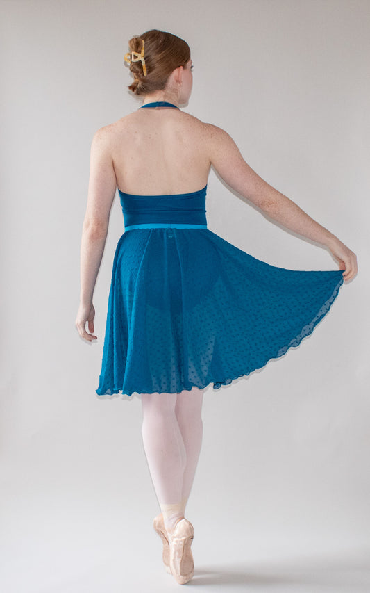 Ladies Giselle Dobby Spot Chiffon Ballet Skirt – Petrol Blue