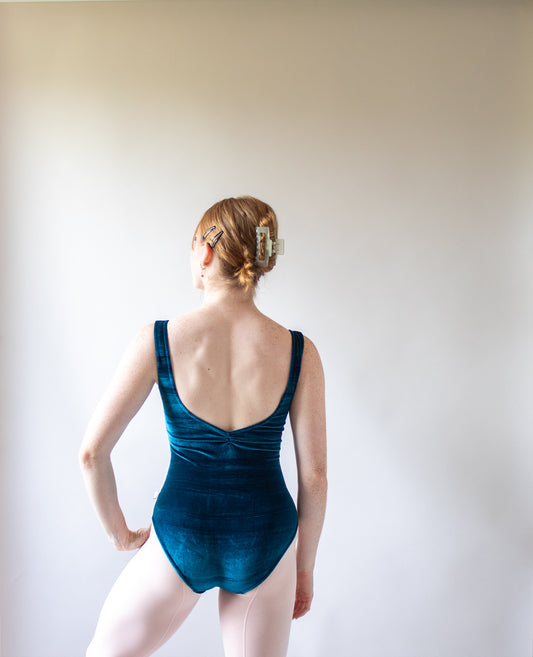 The Titania Leotard - Petrol Blue Velvet