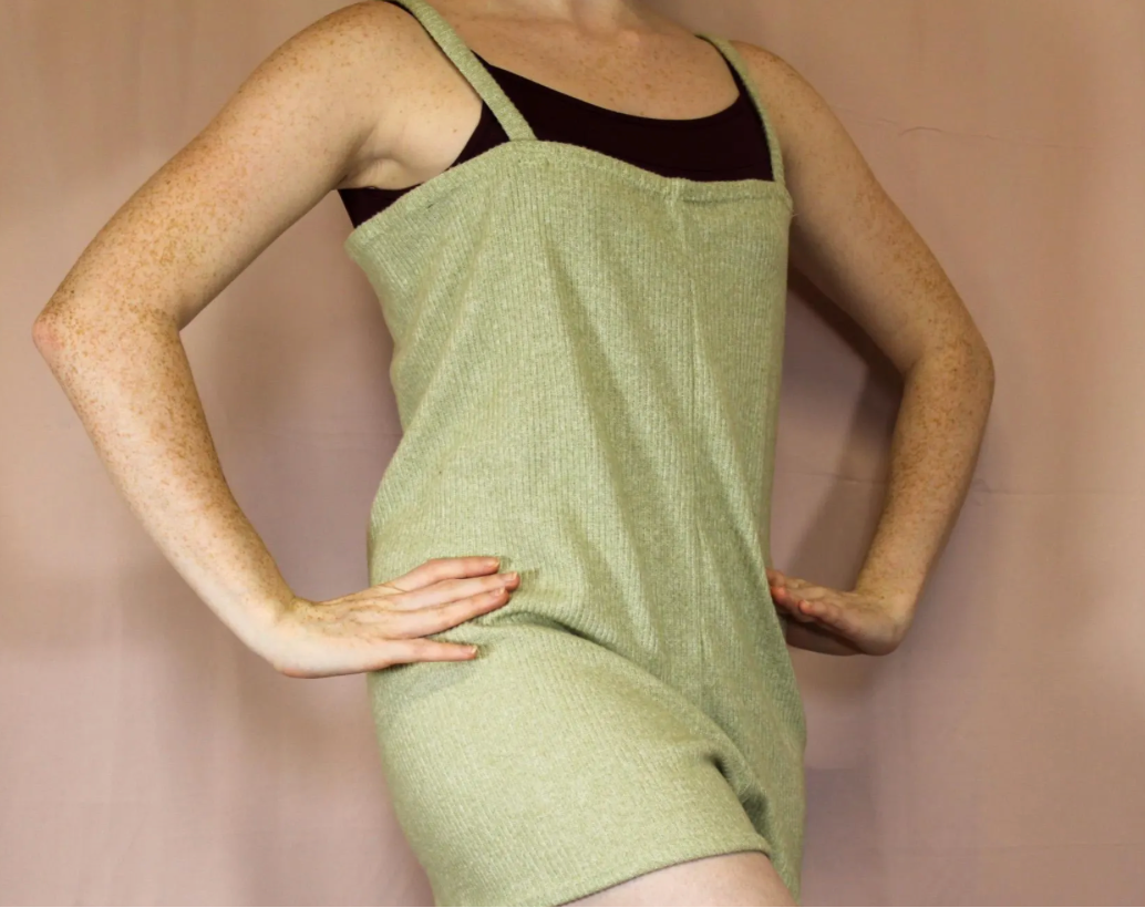 The Romper - Sage Green Ribbed