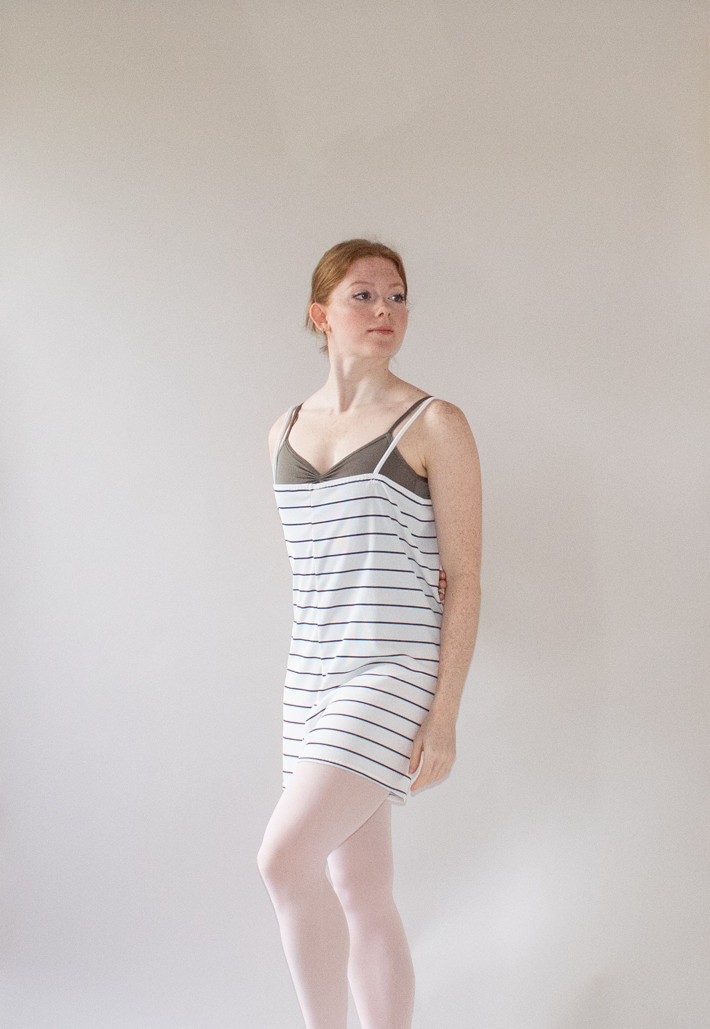 The Romper - White Black Stripe