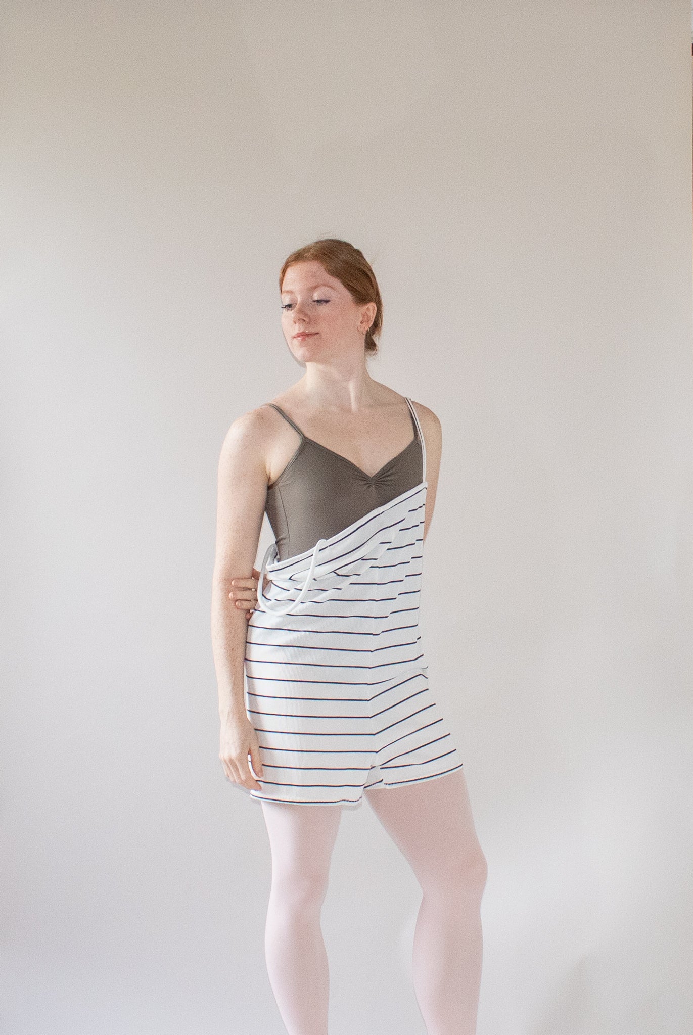 The Romper - White Black Stripe