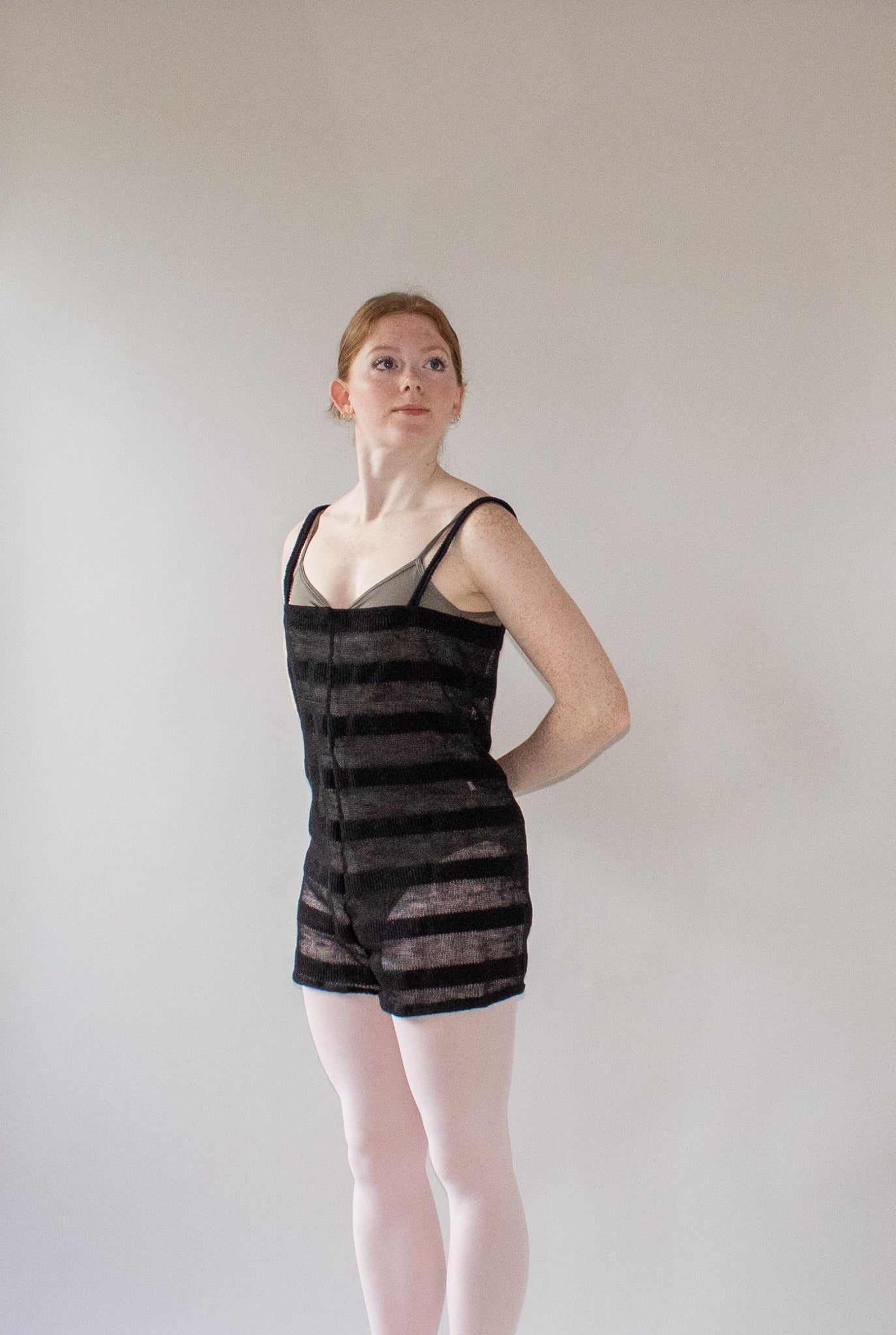 The Romper - Black Burnout Stripe