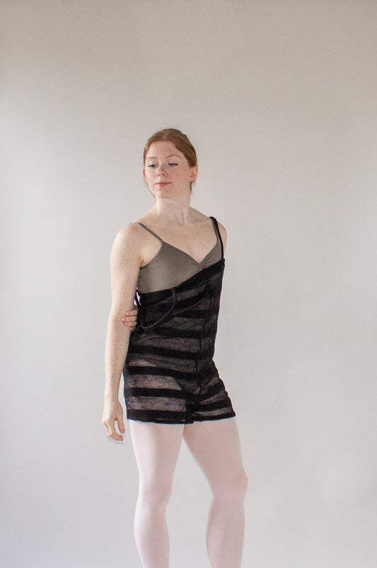 The Romper - Black Burnout Stripe