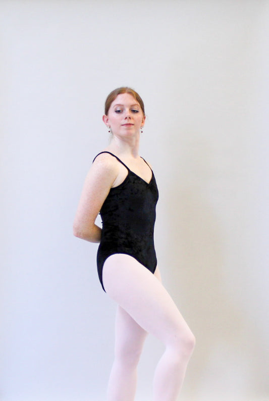 The Florine Leotard - Black Crushed Velvet