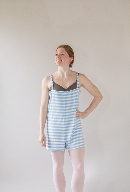 The Romper - Light Blue and White Stripe