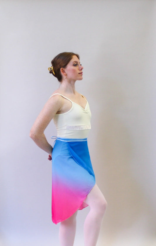 Ladies Raymonda Chiffon Ballet Skirt – Light Blue/Pink Ombre