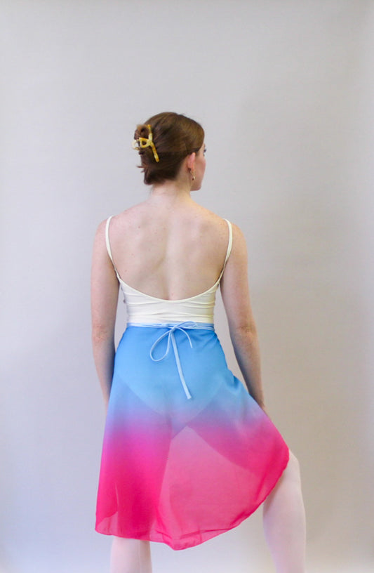 Ladies Raymonda Chiffon Ballet Skirt – Light Blue/Pink Ombre