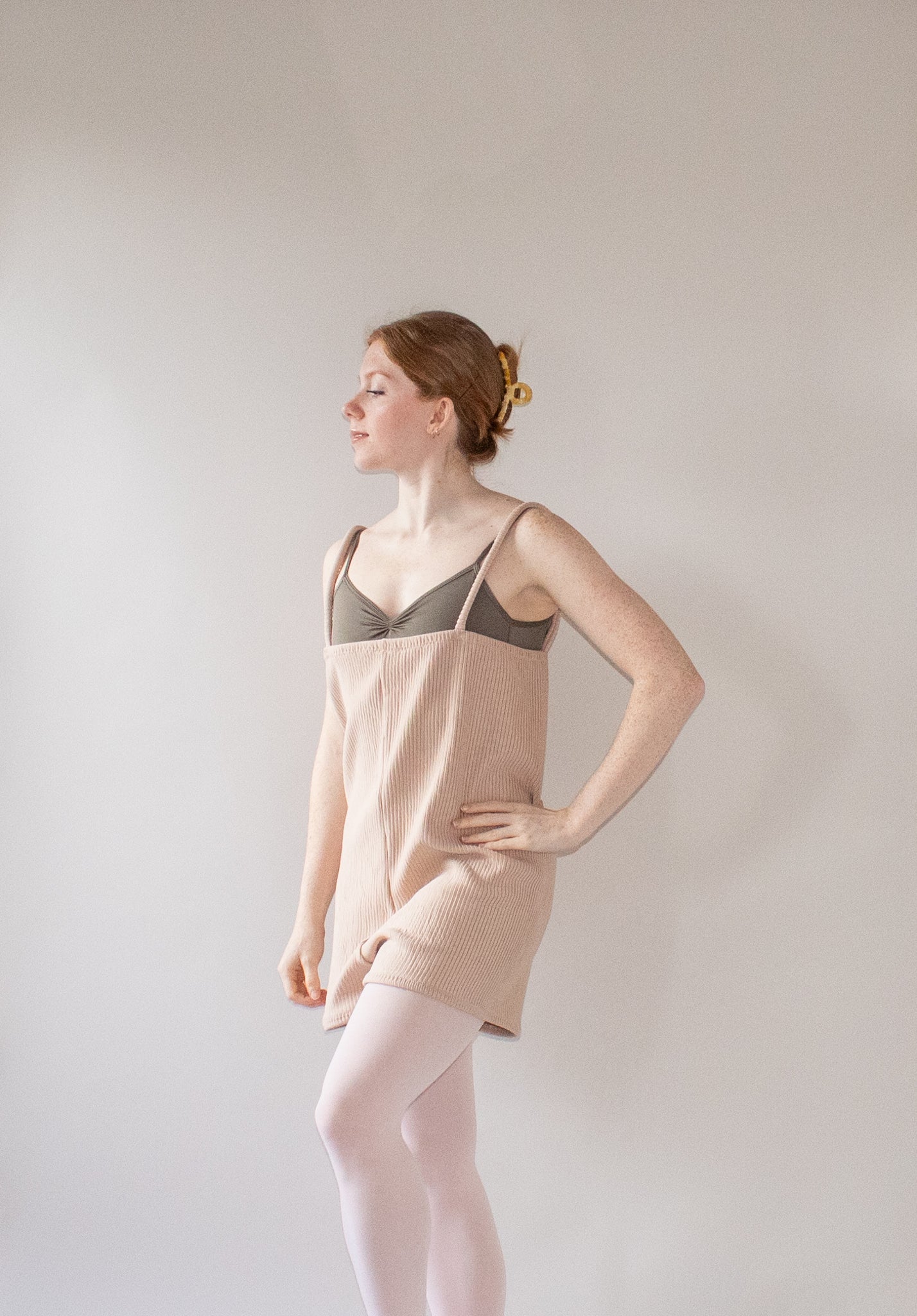 The Romper - Nude Blush Ribbed