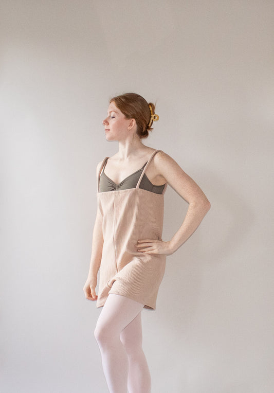 The Romper - Nude Blush Ribbed
