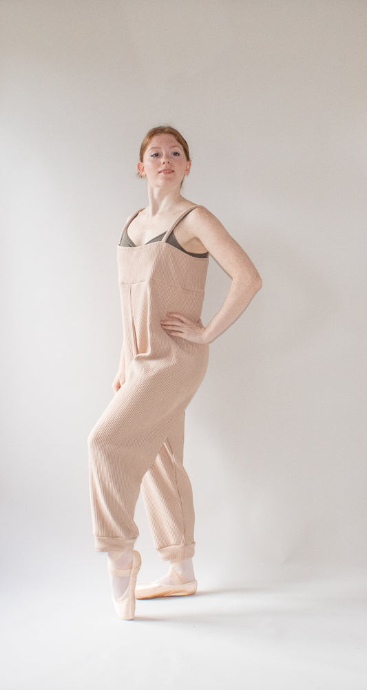 The Capri Jumpsuit - Nude Blush Ribbed