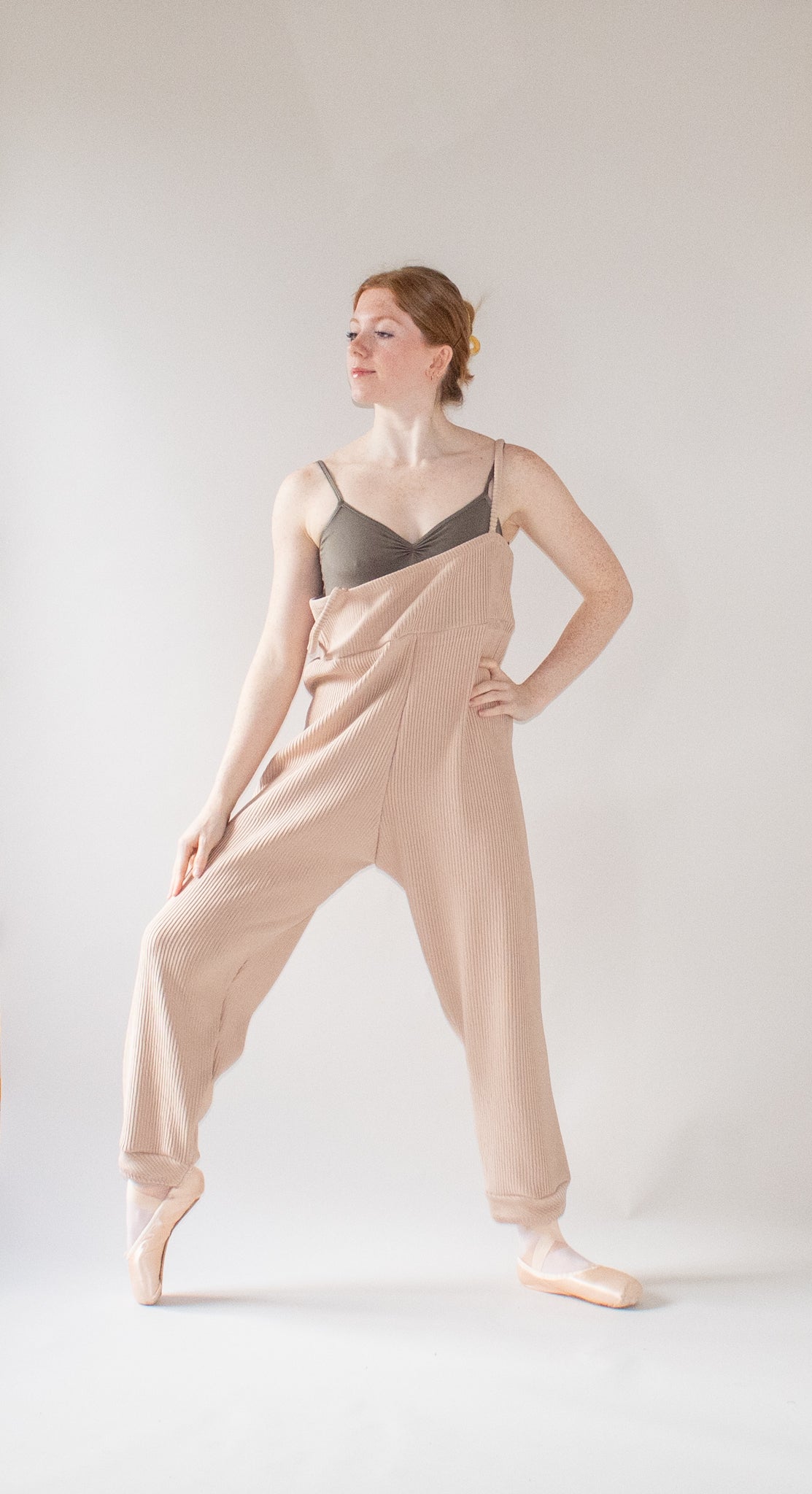 The Capri Jumpsuit - Nude Blush Ribbed