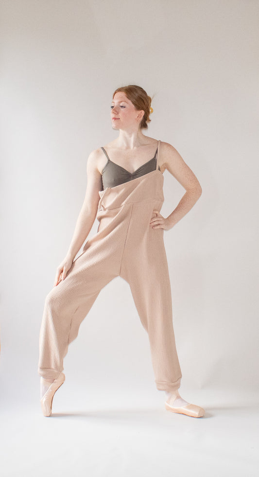 The Capri Jumpsuit - Nude Blush Ribbed