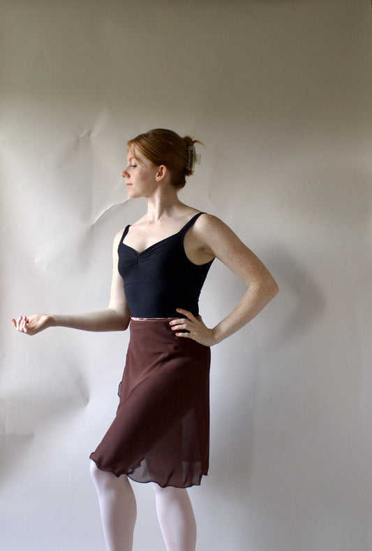 Ladies Manon Chiffon Ballet Skirt – Chocolate Brown