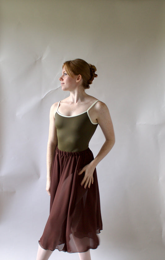 Ladies Aurora Chiffon Ballet Skirt – Chocolate Brown