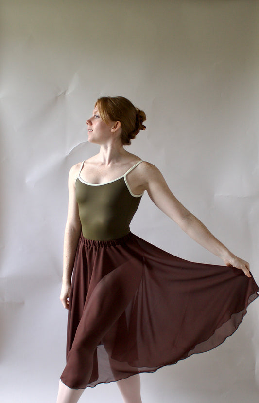 Ladies Aurora Chiffon Ballet Skirt – Chocolate Brown