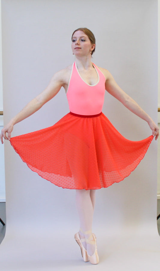 Ladies Giselle Dobby Spot Chiffon Ballet Skirt – Coral Rose
