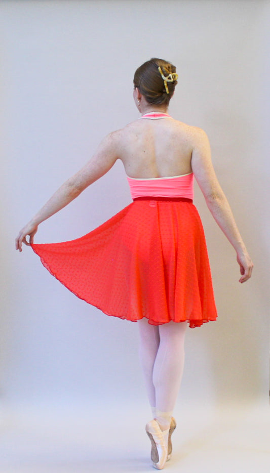 Ladies Giselle Dobby Spot Chiffon Ballet Skirt – Coral Rose