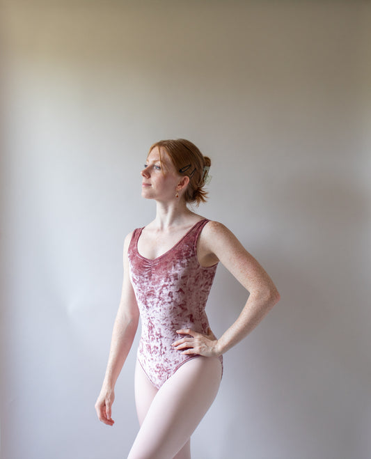 The Titania Leotard - Dusty Rose Crushed Velvet