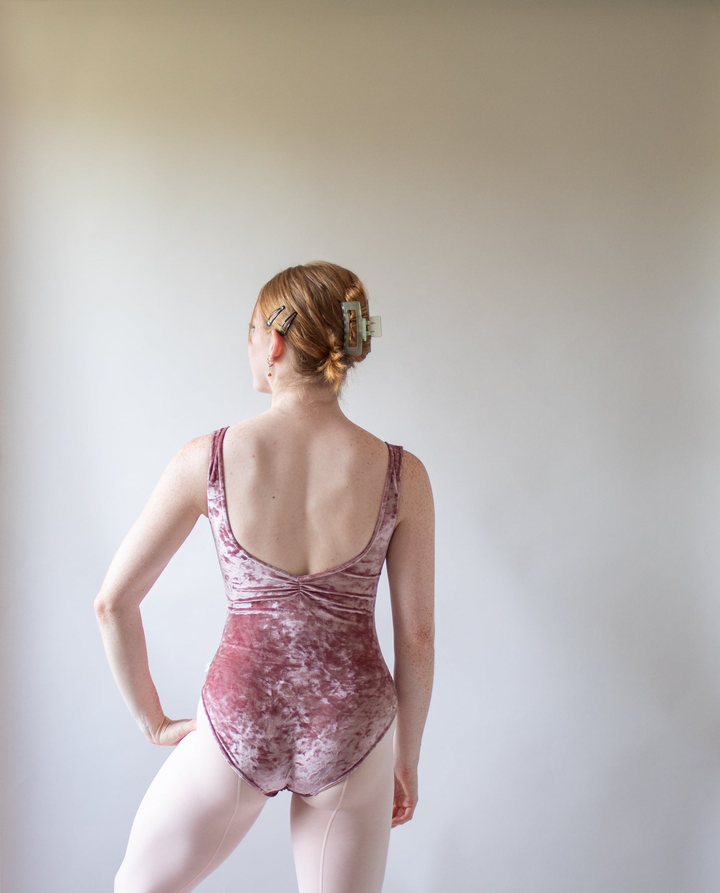 The Titania Leotard - Dusty Rose Crushed Velvet