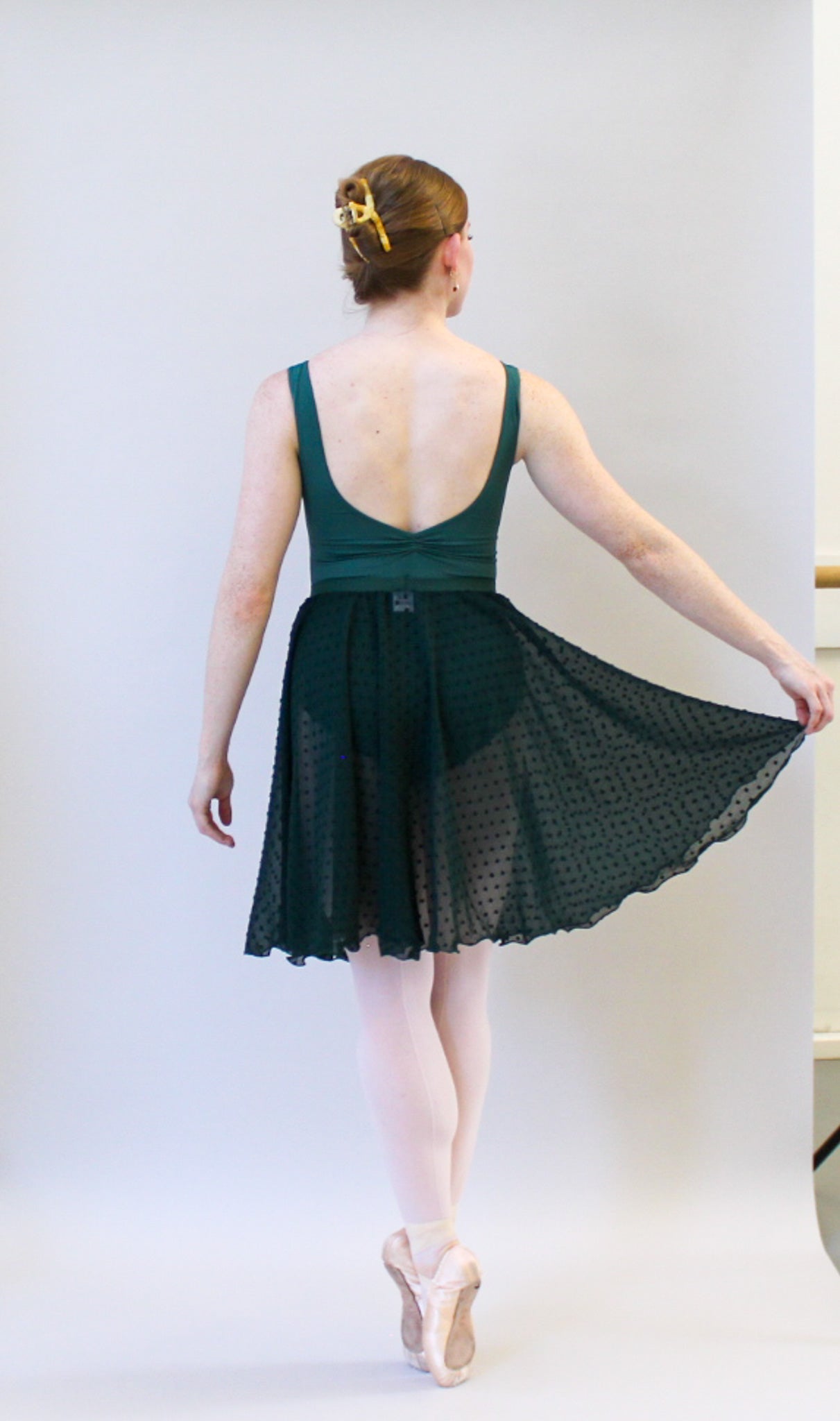 Ladies Giselle Dobby Spot Chiffon Ballet Skirt – Forest Green