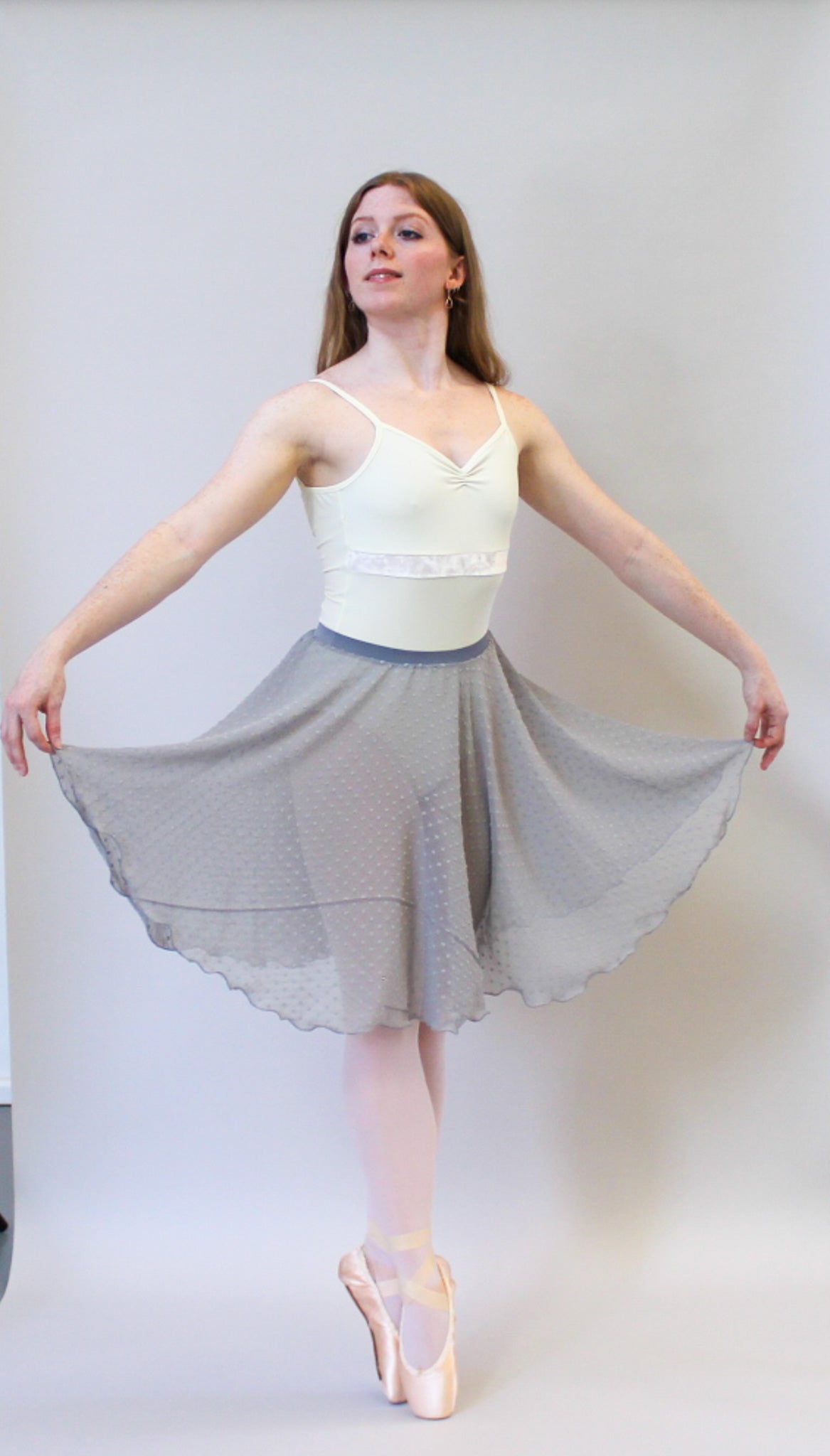 Ladies Giselle Dobby Spot Chiffon Ballet Skirt – Grey