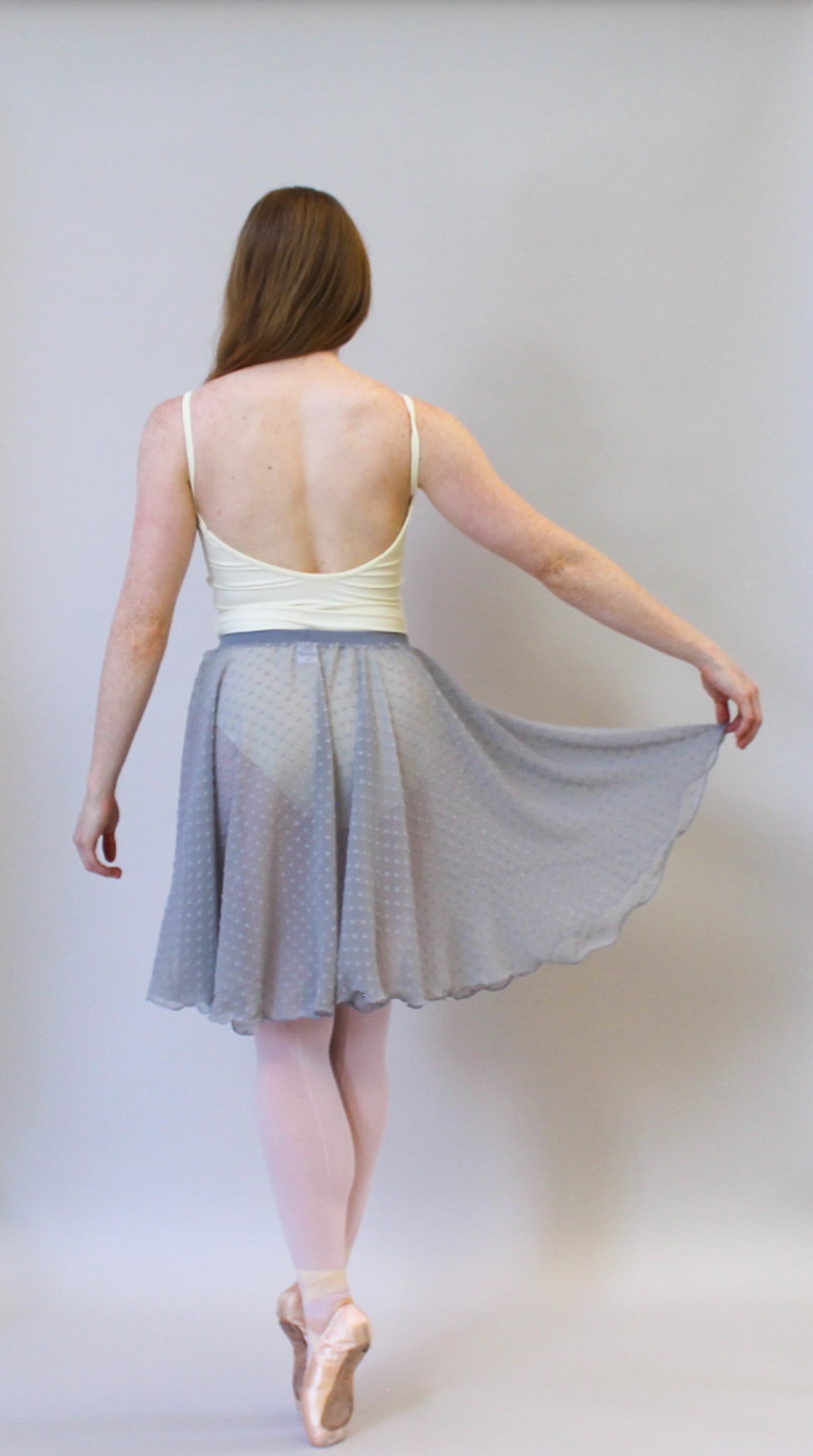 Ladies Giselle Dobby Spot Chiffon Ballet Skirt – Grey