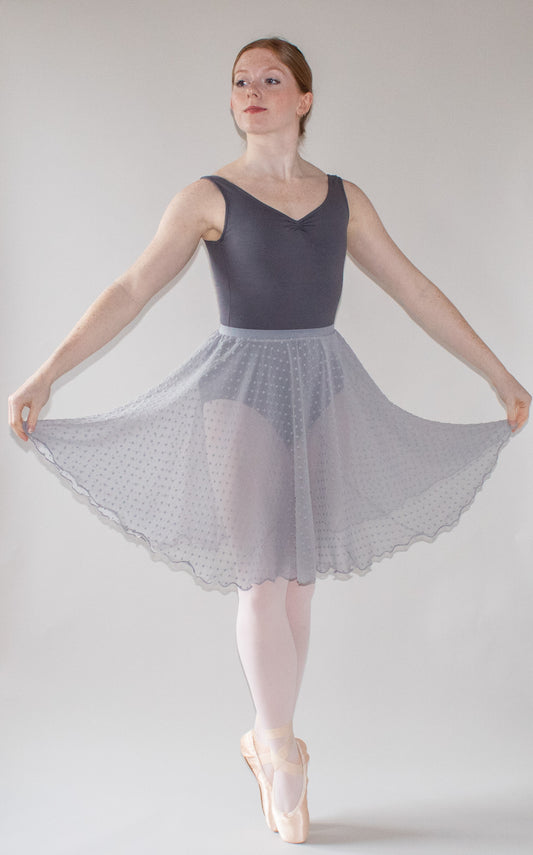 Ladies Giselle Dobby Spot Chiffon Ballet Skirt – Grey