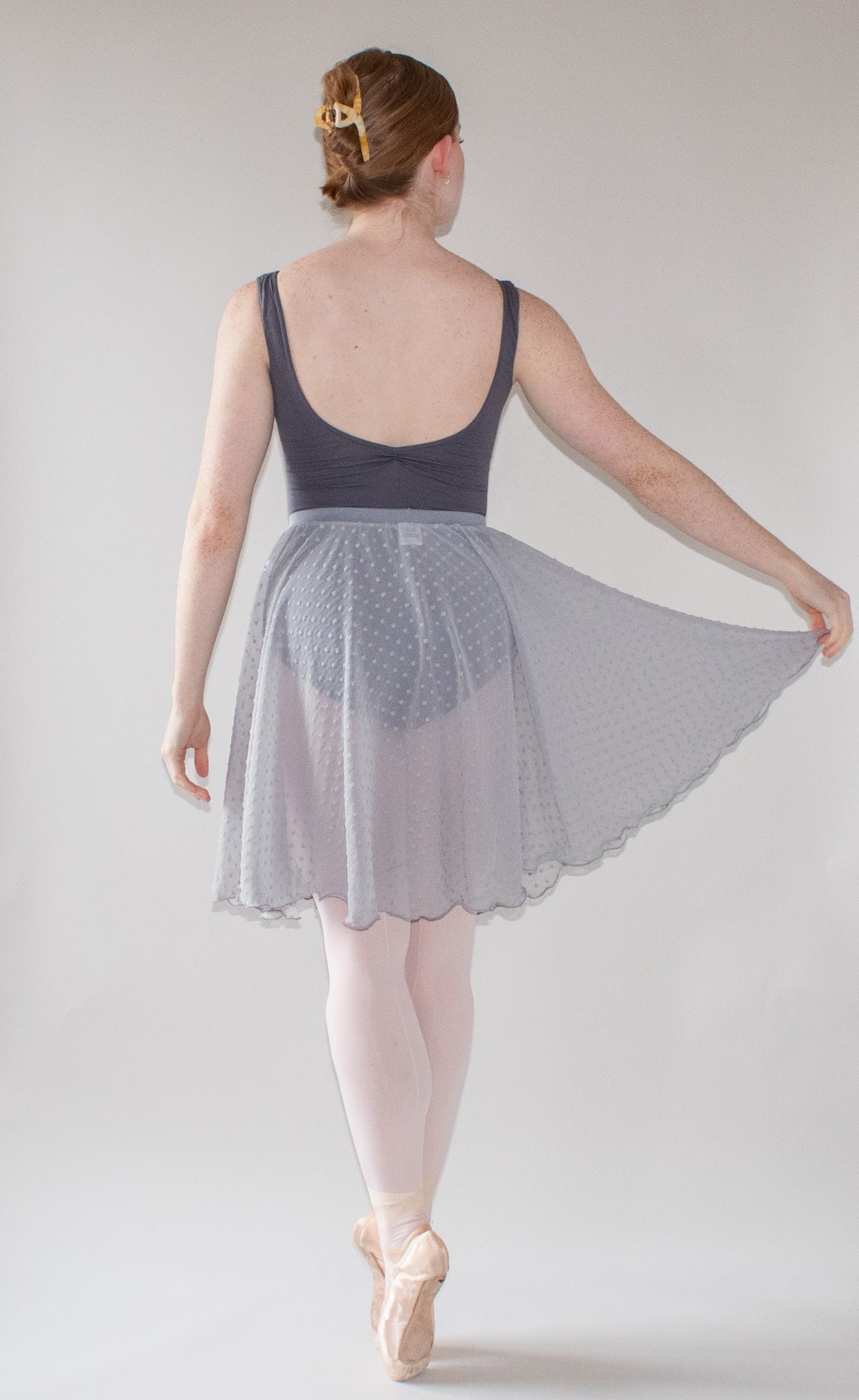 Ladies Giselle Dobby Spot Chiffon Ballet Skirt – Grey