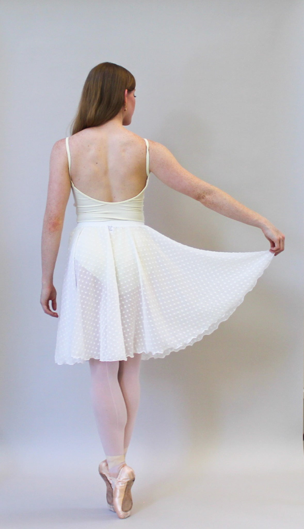Ladies Giselle Dobby Spot Chiffon Ballet Skirt – Ivory