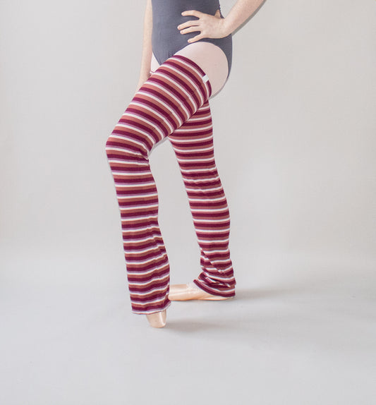 The Legwarmers - Mulberry and Dusky Pink Stripe