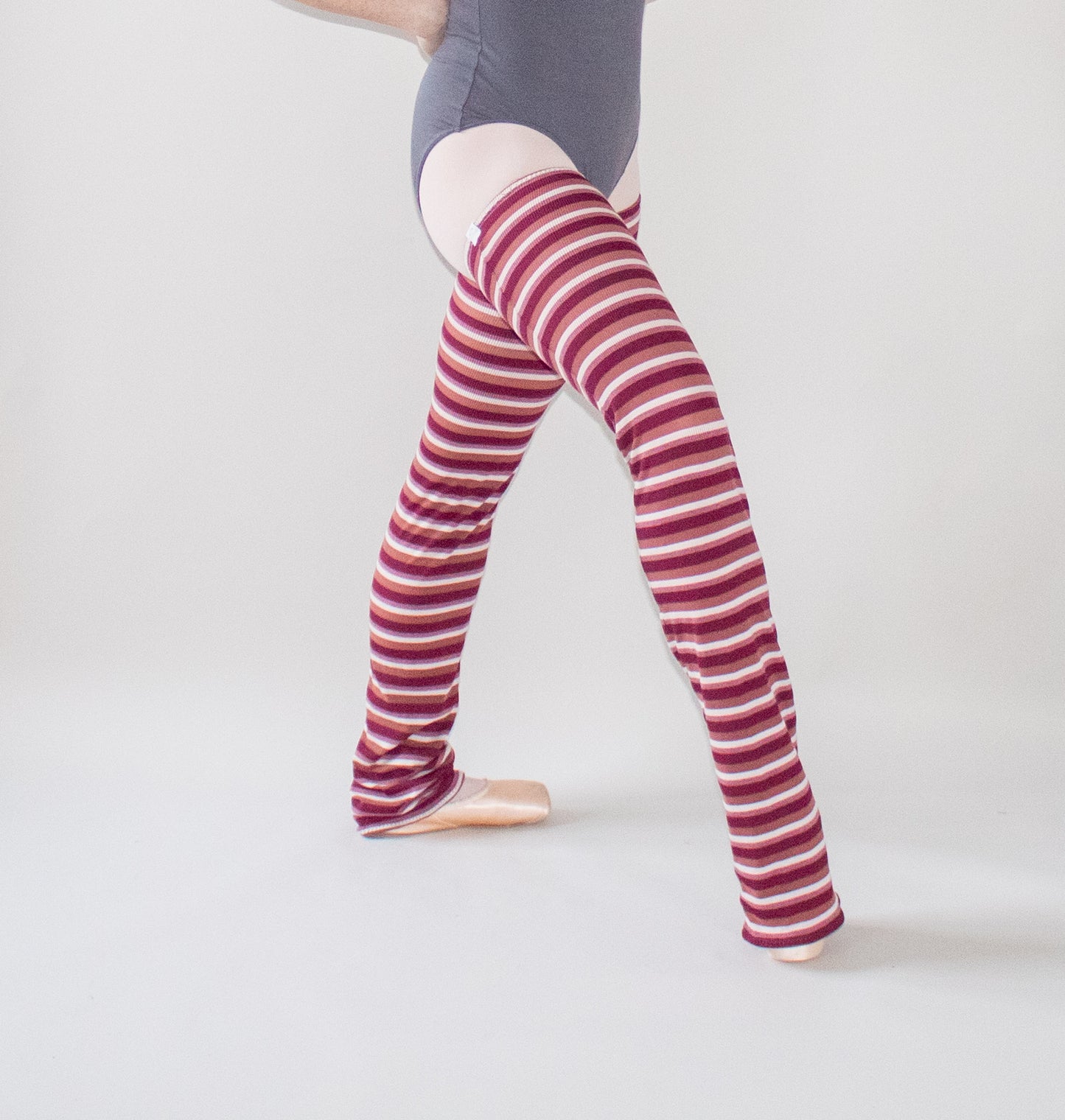 The Legwarmers - Mulberry and Dusky Pink Stripe