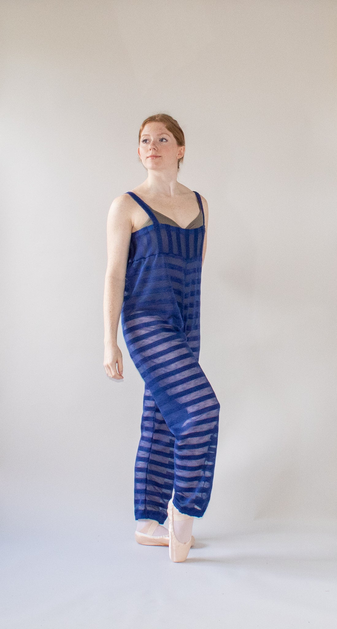 The Jumpsuit - Navy Burnout Stripe
