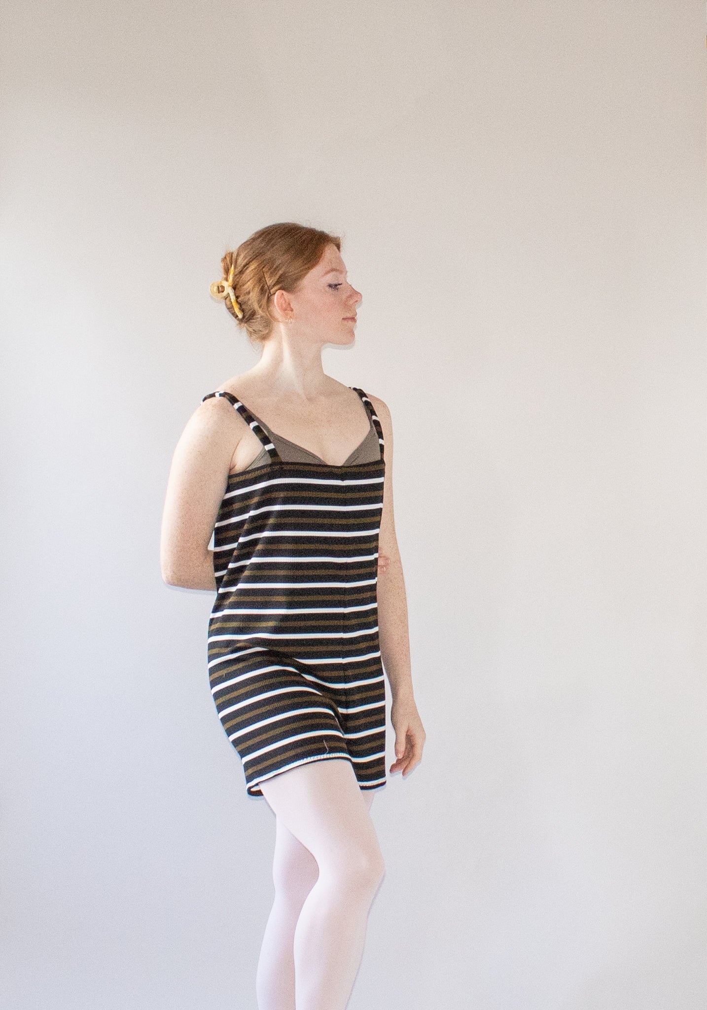 The Romper - Olive Stripe