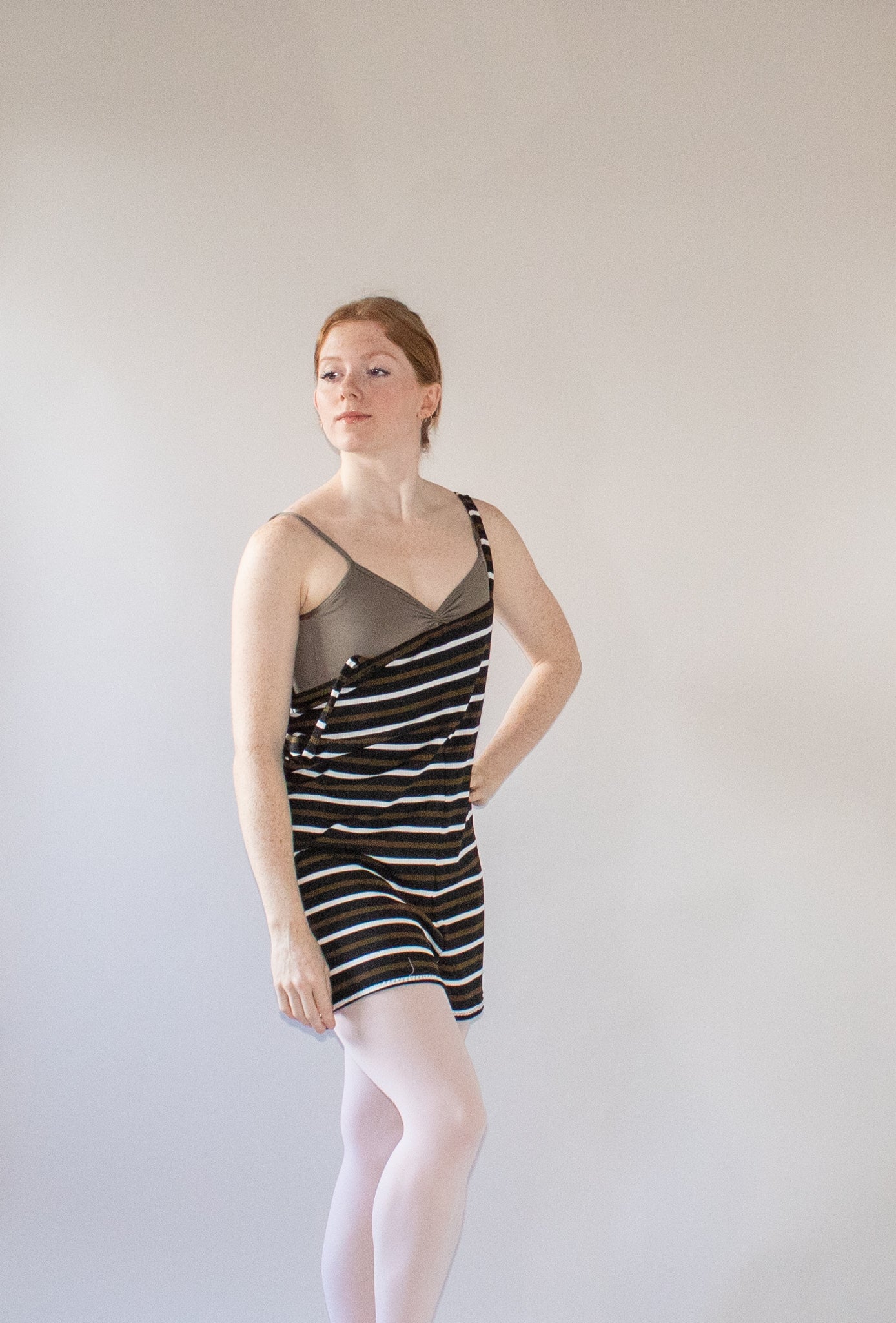 The Romper - Olive Stripe