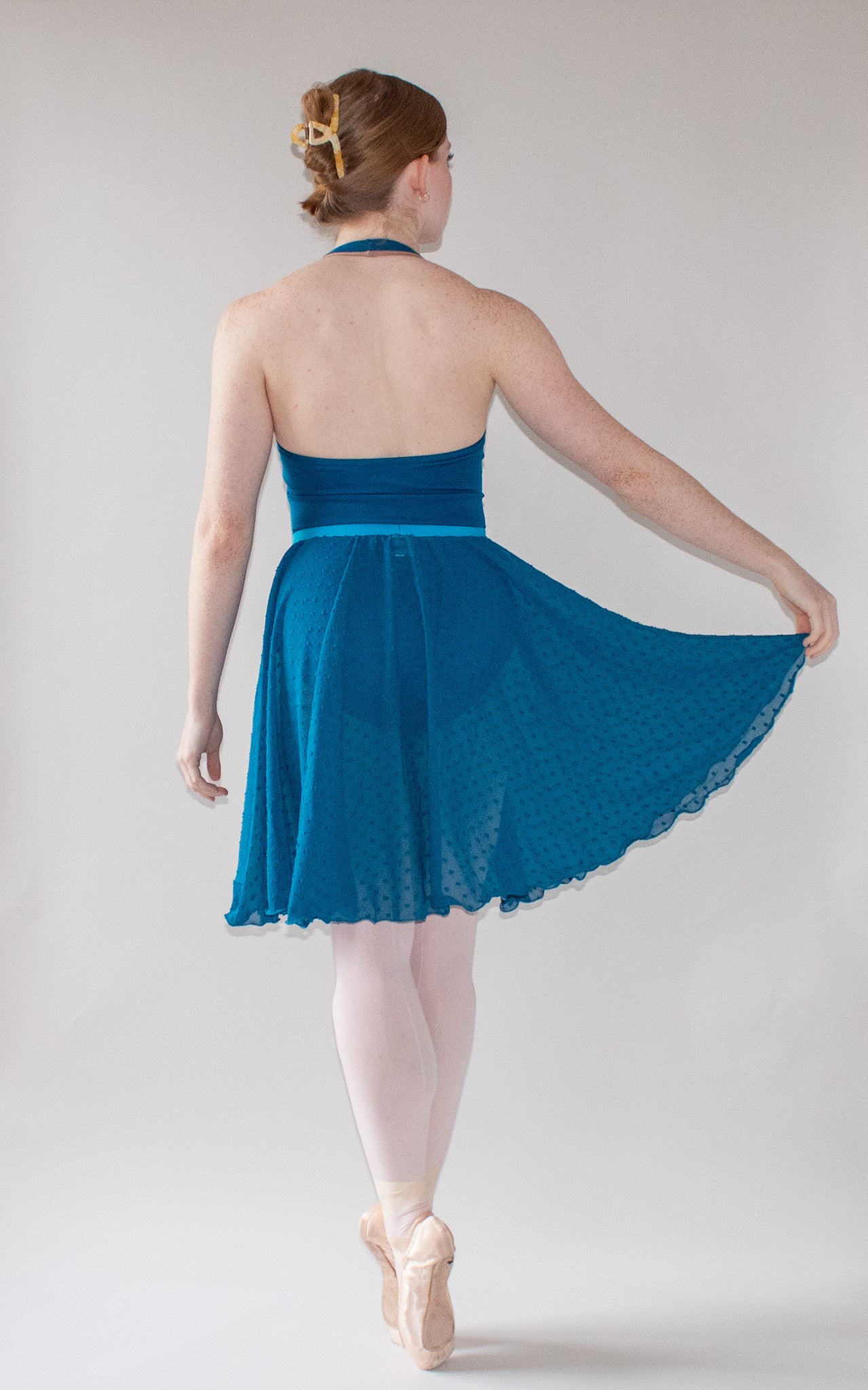 Ladies Giselle Dobby Spot Chiffon Ballet Skirt – Petrol Blue