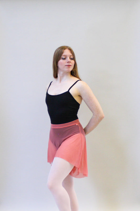 Ladies Mercedes Mesh Ballet Skirt – Rose Peach