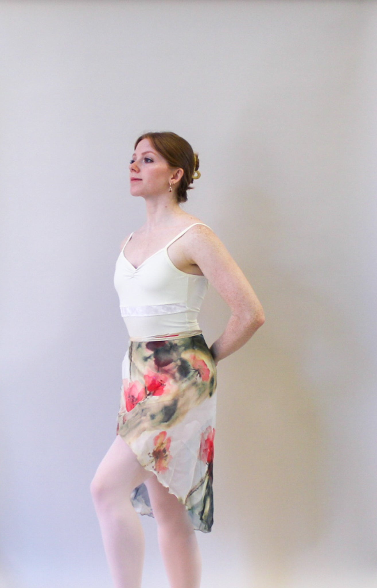 Ladies Raymonda Chiffon Ballet Skirt – Watercolour Red Poppy